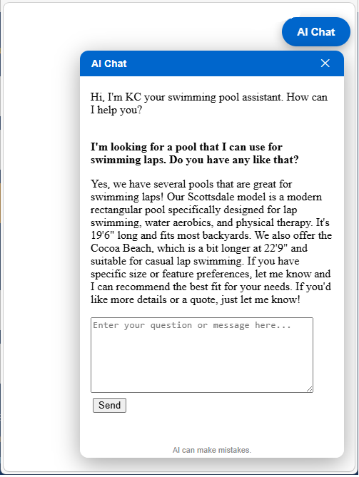 ZaronAI chat widget live on client site